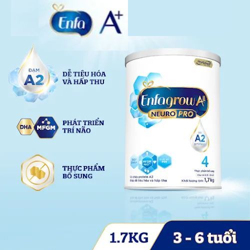 Sữa bột Enfagrow A2 Neuro Pro 4 dành cho trẻ 3-6 tuổi - 1.7 kg