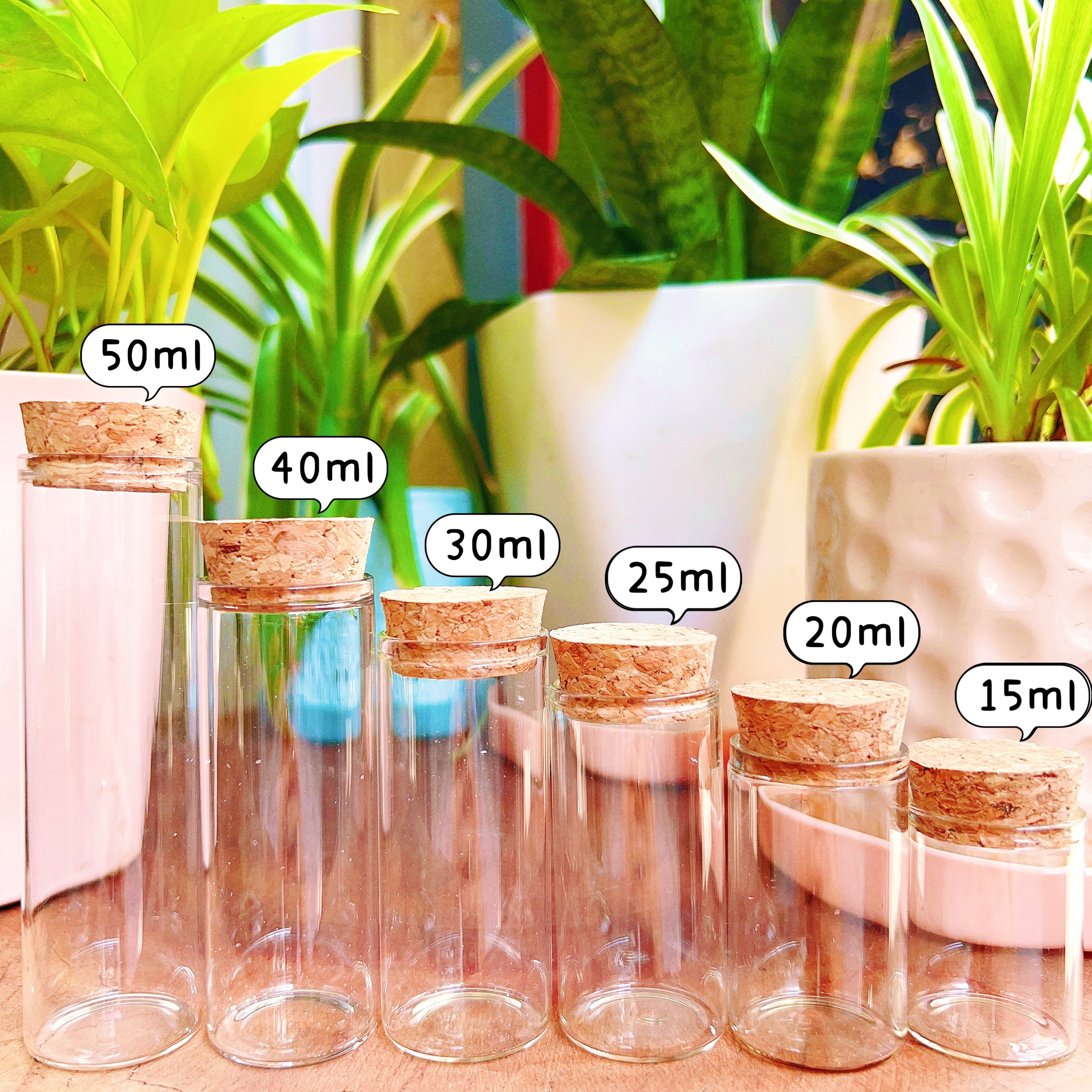 Lọ thuỷ tinh trơn nút bần cao cấp đường kính 3cm