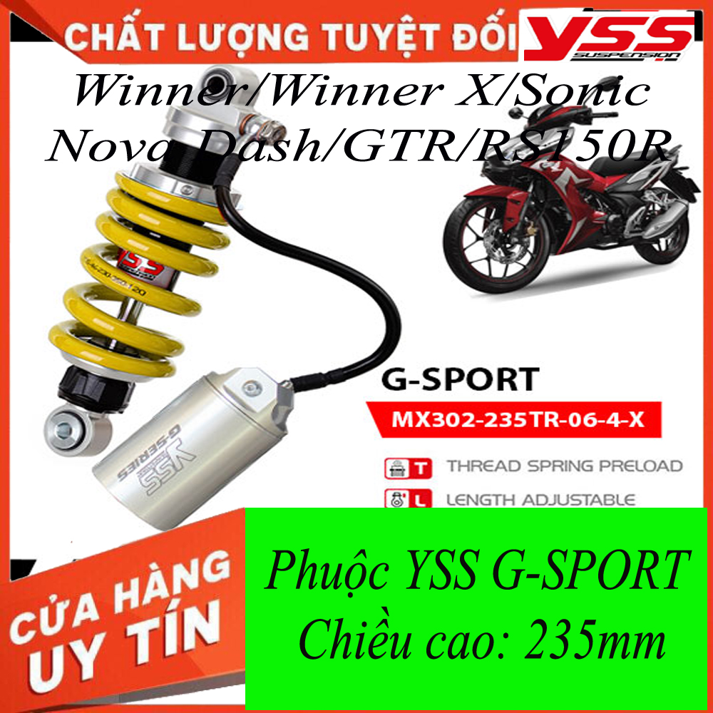 [HCM]Phuộc YSS Thái Lan xe  Winner/Winner X/Sonic/Nova Dash/GTR/RS150R G-SPORT (Lò Xo Vàng)