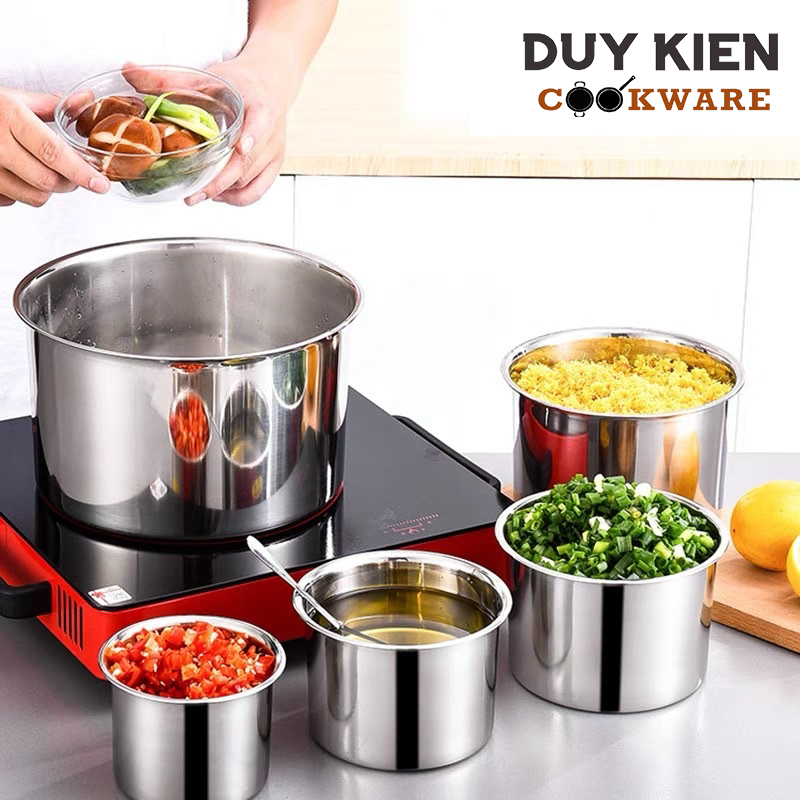 THỐ INOX CÓ NẮP ĐẬY DÙNG ĐỰNG VÀ BẢO QUẢN THỨC ĂN, DÙNG LÀM NỒI NẤU ĐƯỢC TRÊN BẾP TỪ (12/14/20/24CM)