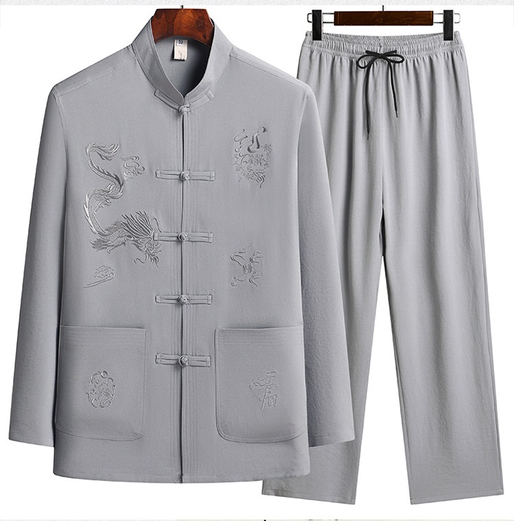 BỘ QUẦN ÁO ÔNG GIÀ ( cổ tàu, dài) rồng bay