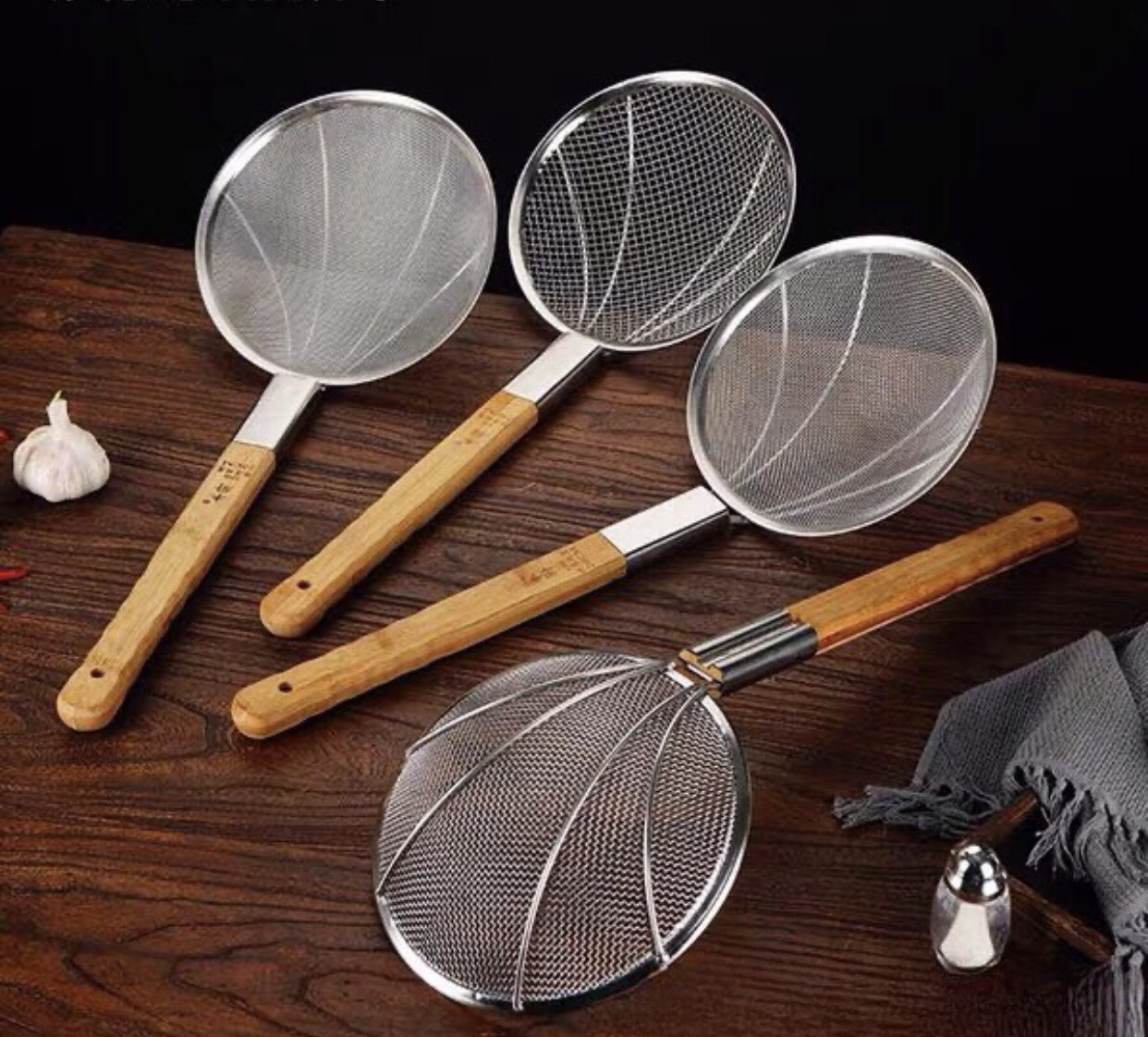 Vợt mì cán gỗ tre nhiều kích thước