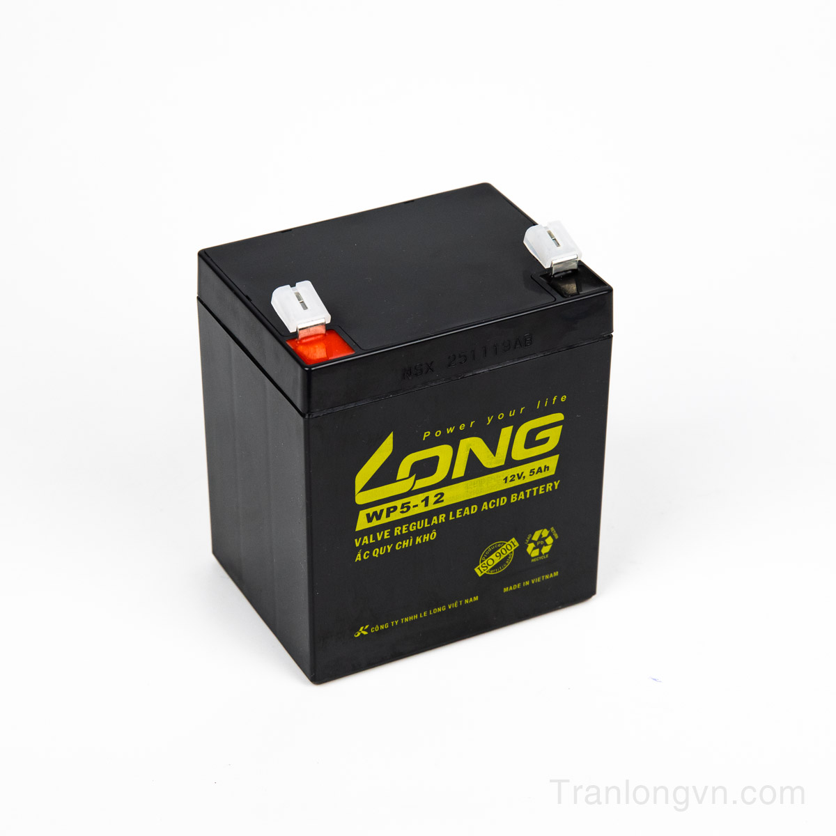 Ắc quy Long WP5-12; 12v-5Ah; ắc quy cho ups; ắc quy lưu điện; ắc quy bộ tích điện; ắc quy đèn chiếu sáng