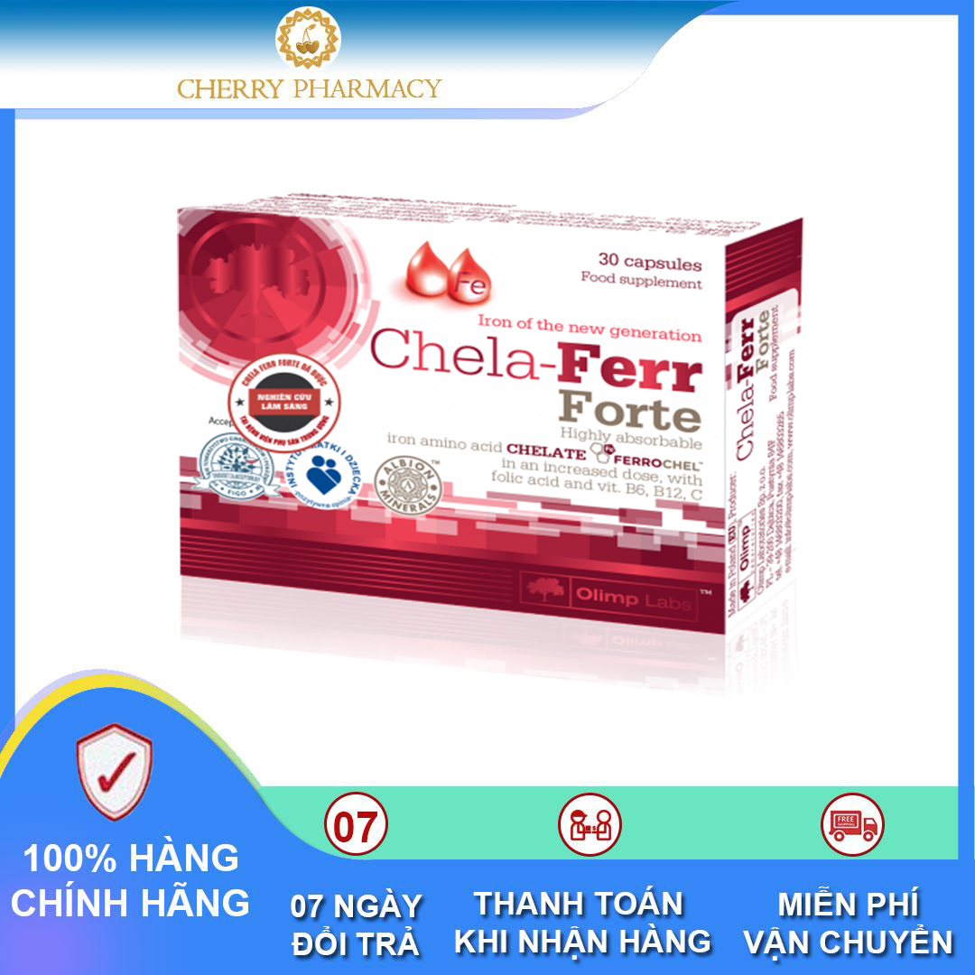 [HCM]CHERRY PHARMACY Viên sắt bà bầu Chela Ferr Forte bổ sung sắt và vitamin hộp 30 viên