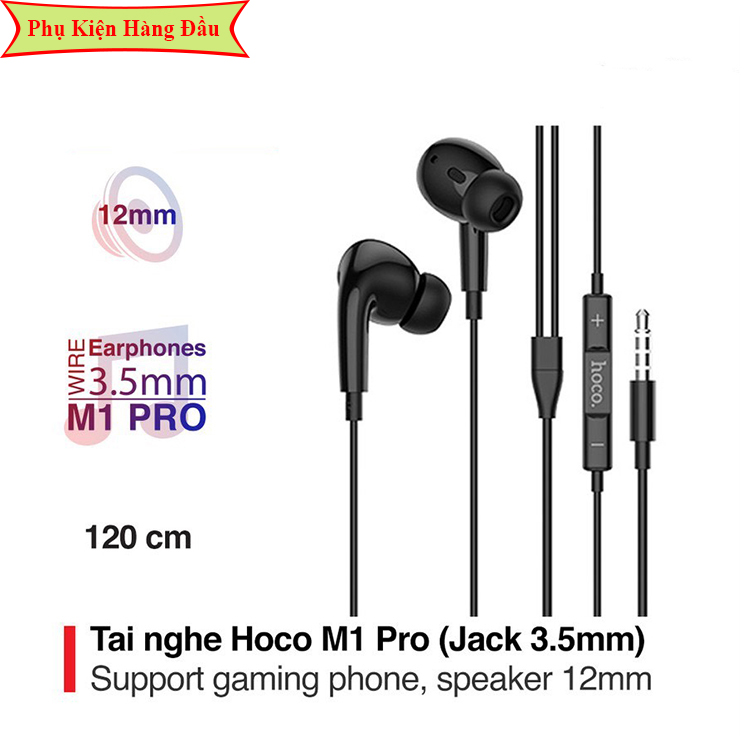 " tai nghe hoco m1 pro " có mic jack 3.5mm , speaker 12mm, hỗ trợ gaming phone, dài 120cm