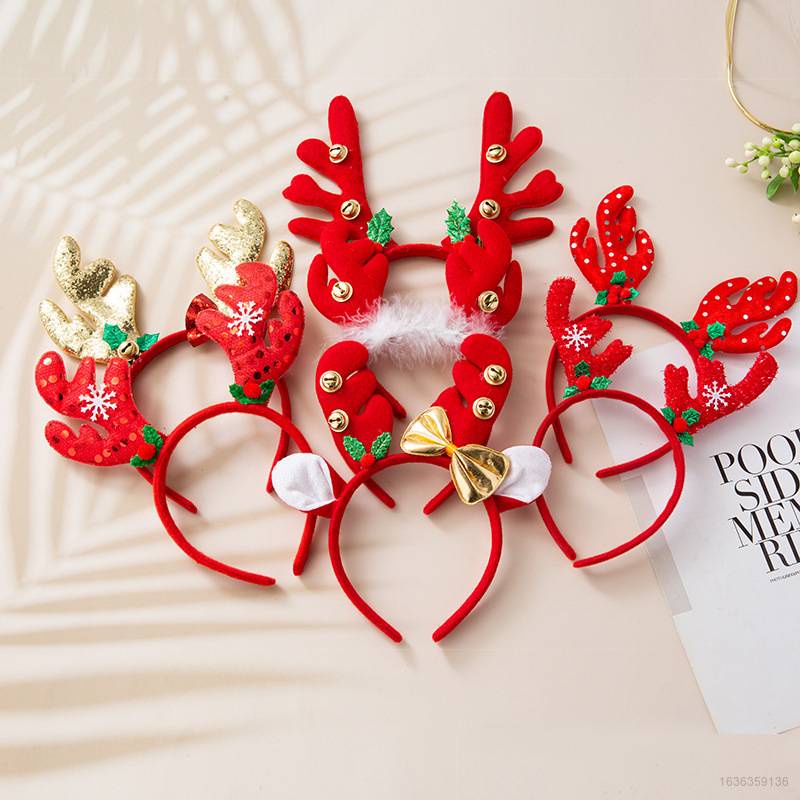 Băng đô cài tóc hình sừng tuần lộc/ông già Noel/người tuyết/tuần lộc mừng năm mới cho bé