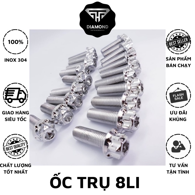 Ốc salaya 8ly inox 304 sáng cực đẹp