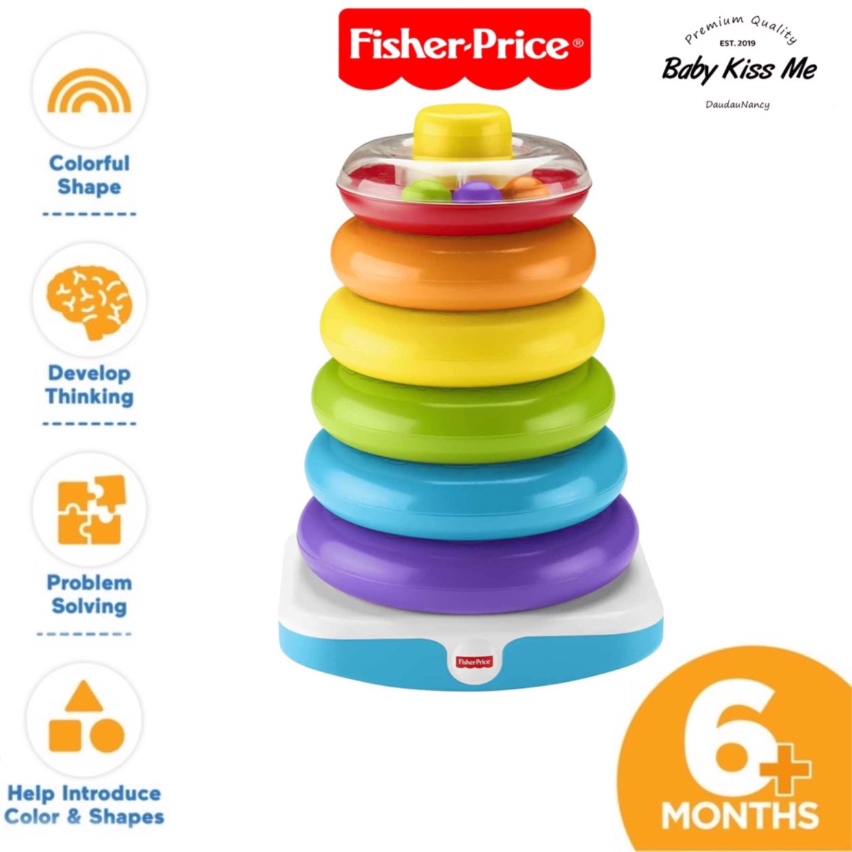 Đồ chơi tháp vòng xếp chồng khổng lồ màu sắc - fisher price giant rock-a-stack