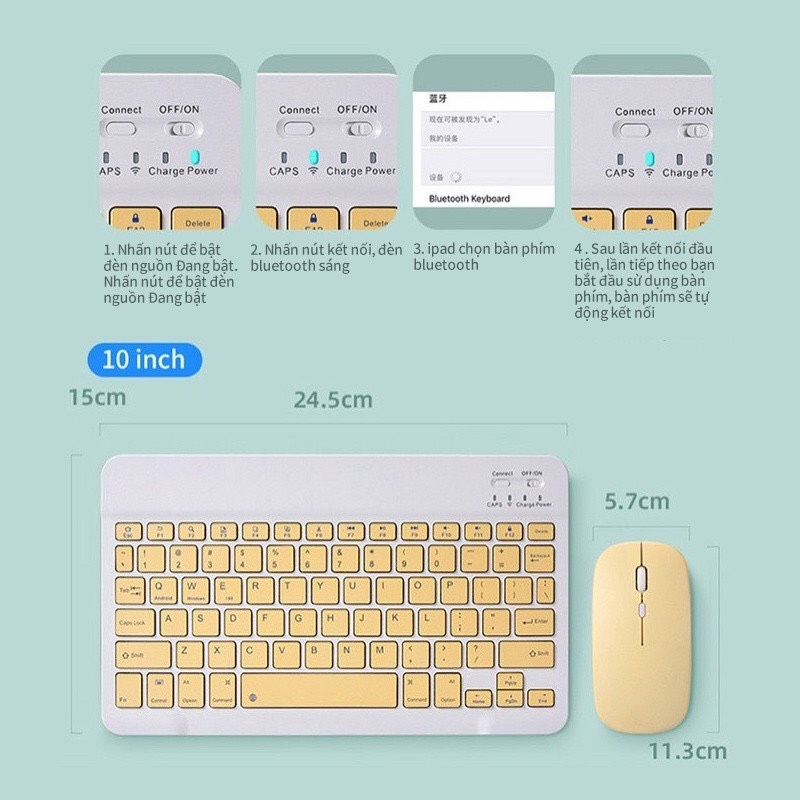 BP001B.Combo Bàn Phím Và Chuột Bluetooth Không Dây Chất Lượng Cao Tiện Lợi Cho Máy Tính Bảng / Điện thoại