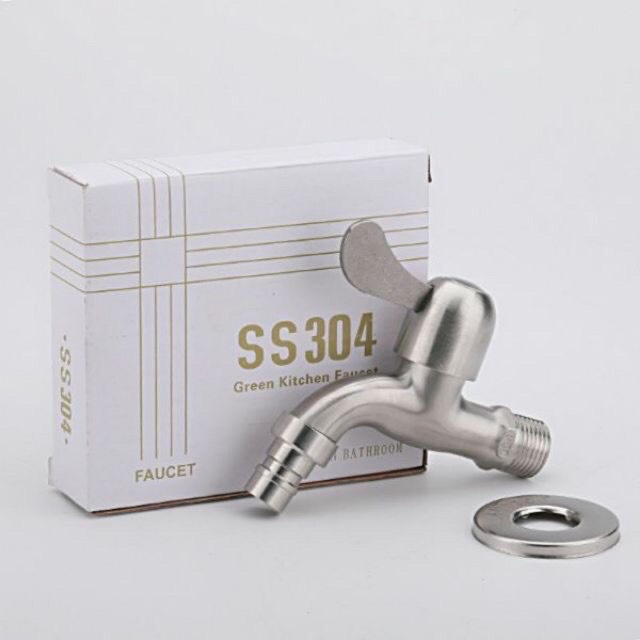 Vòi nước đơn lạnh gắn tường Inox 304