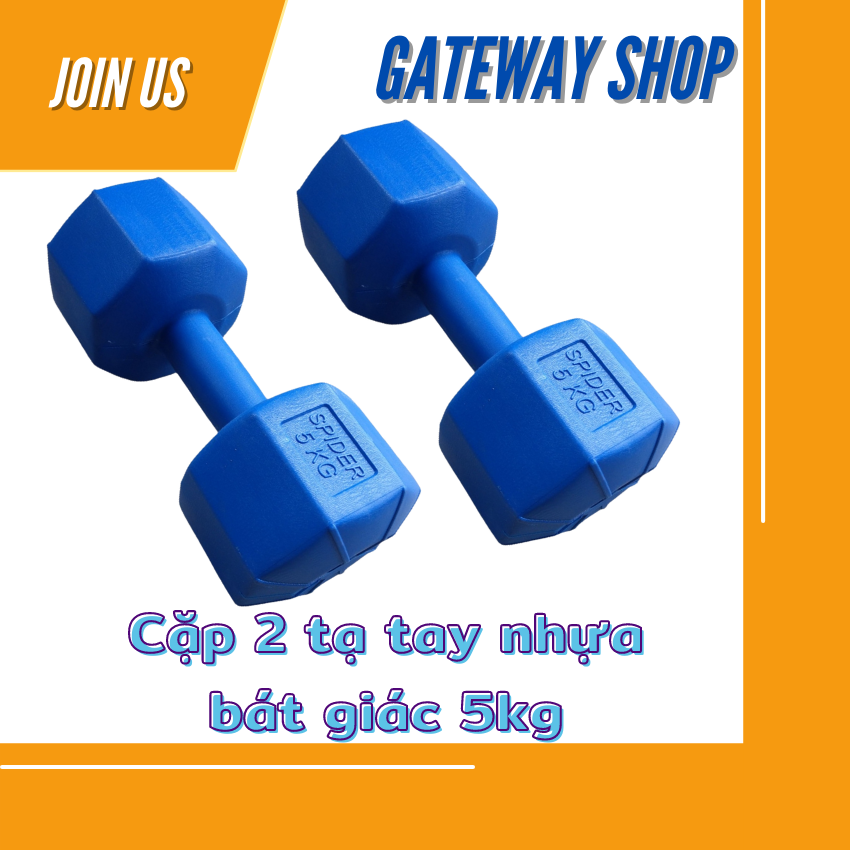 Cặp 2 tạ tay nhựa bát giác 5kg