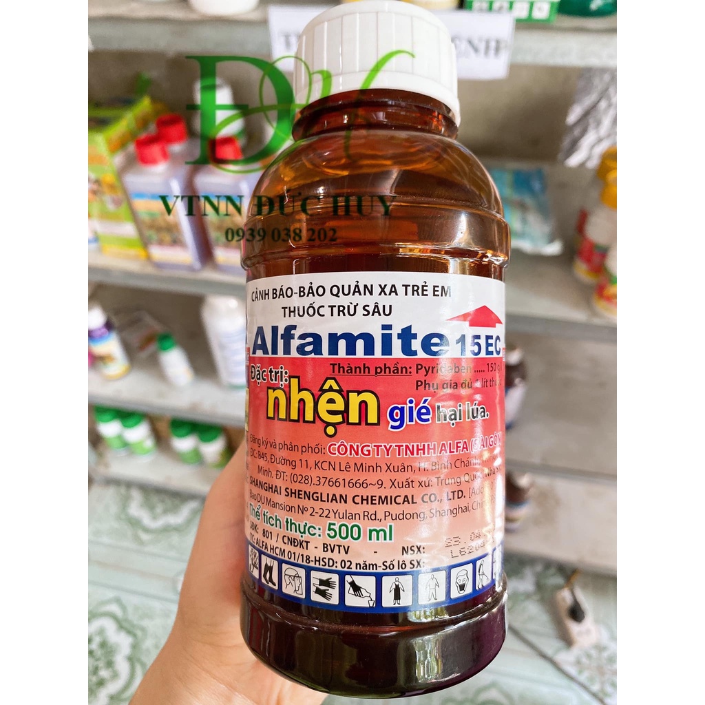 Thuốc trừ sâu alfamite 15ec chai 500ml - alpha sài gòn-đặc trị nhện đỏ, nhện gié, nhện lông nhung
