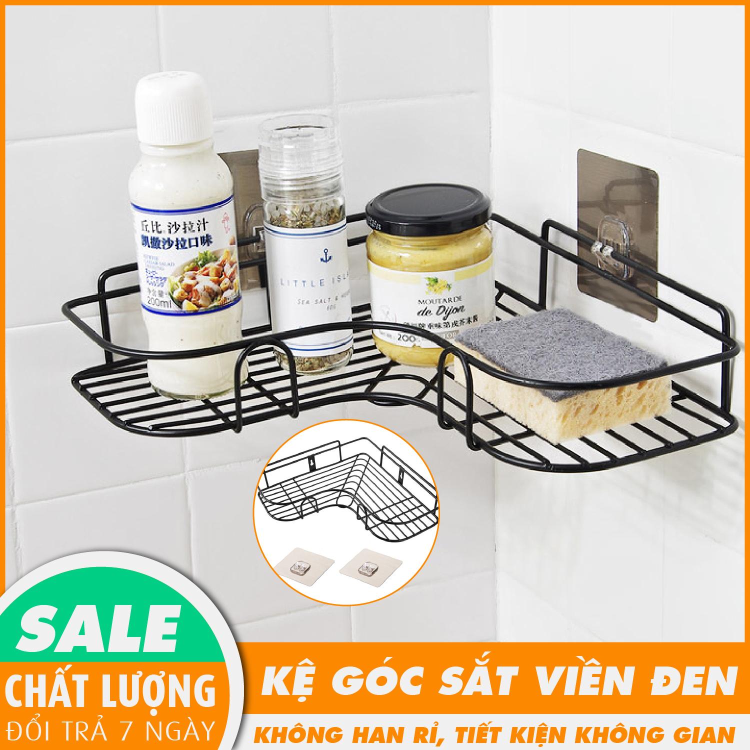 Giá để đồ, kệ để đồ nhà bếp, kệ góc đa năng , kệ góc đa năng 1 tầng, kệ để đồ nhà tắm tiện dụng-Màu đen