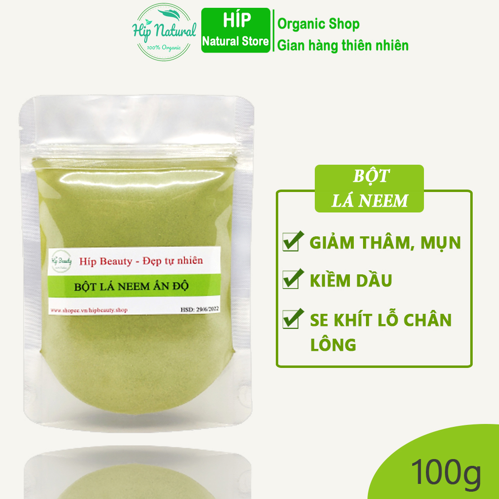 Bột lá neem Ấn Độ nguyên chất, bột lá neem chăm sóc da organic 100GR