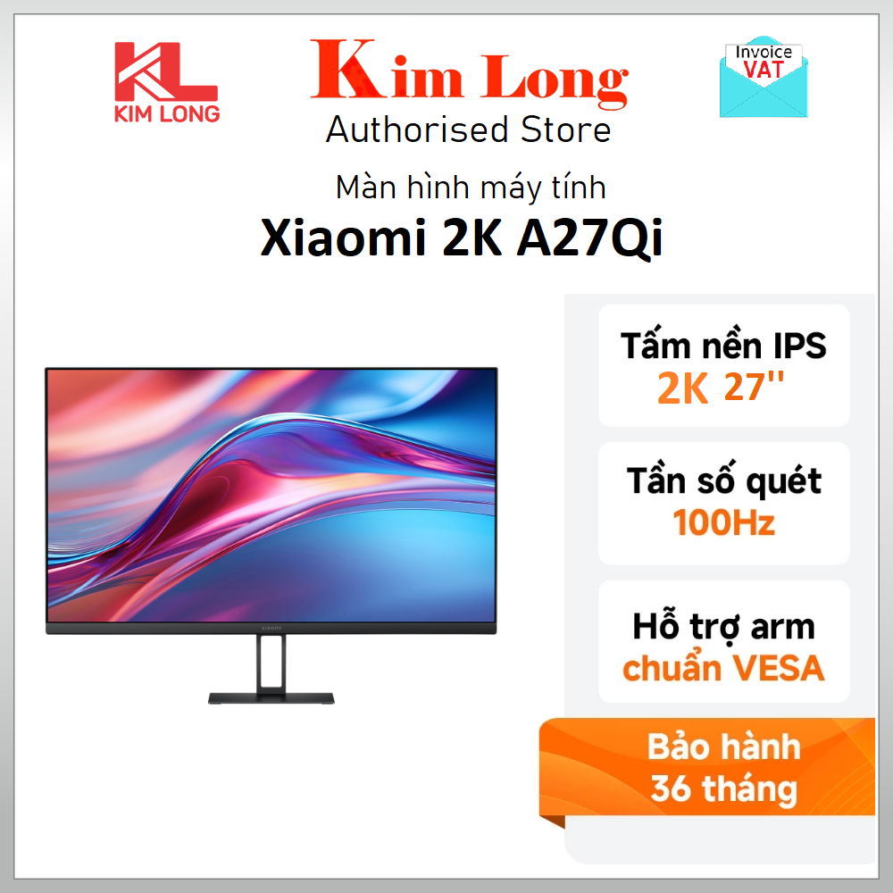 Màn hình máy tính Xiaomi 27inch 2K(2560x1440p) A27Qi IPS 100HZ ELA5812EU - Chính hãng Digiworld