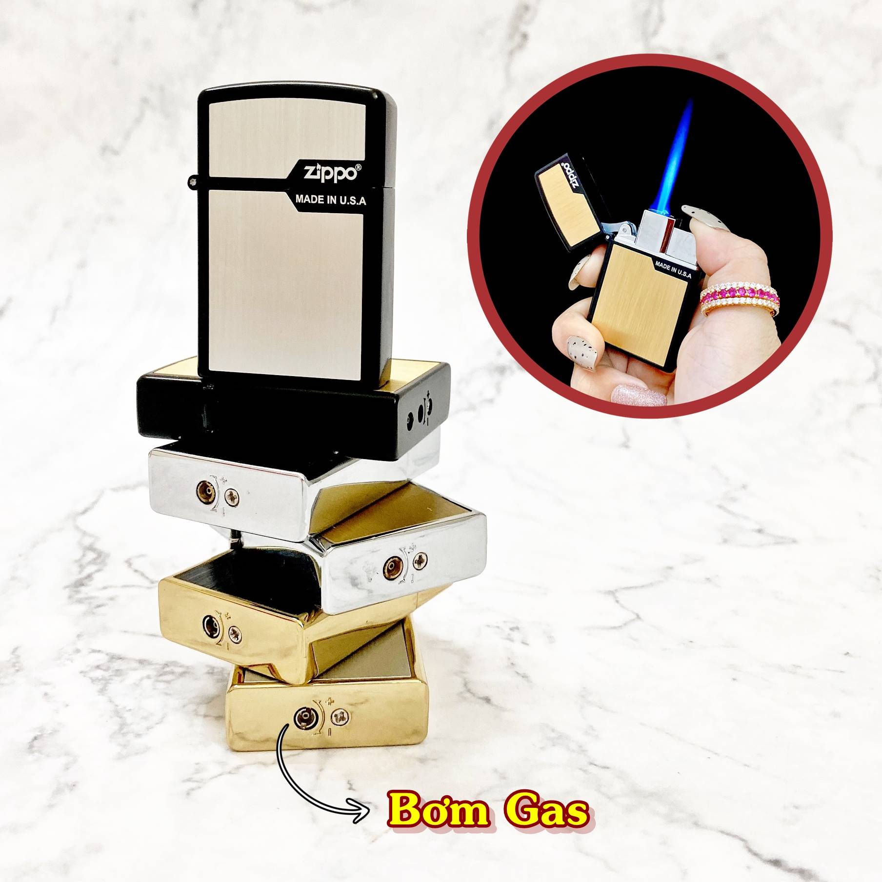 Bật lửa zlpp0 gas lửa khè zpk878 đánh lửa bằng ic độc lạ đẹp mắt xài-gas
