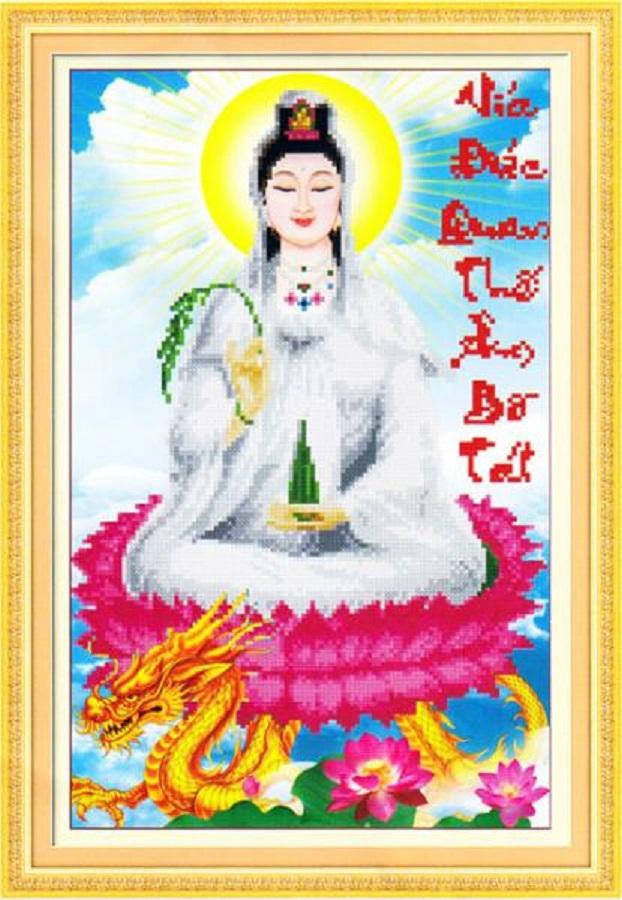 Tranh thêu chữ thập quan thế âm dlh-222905