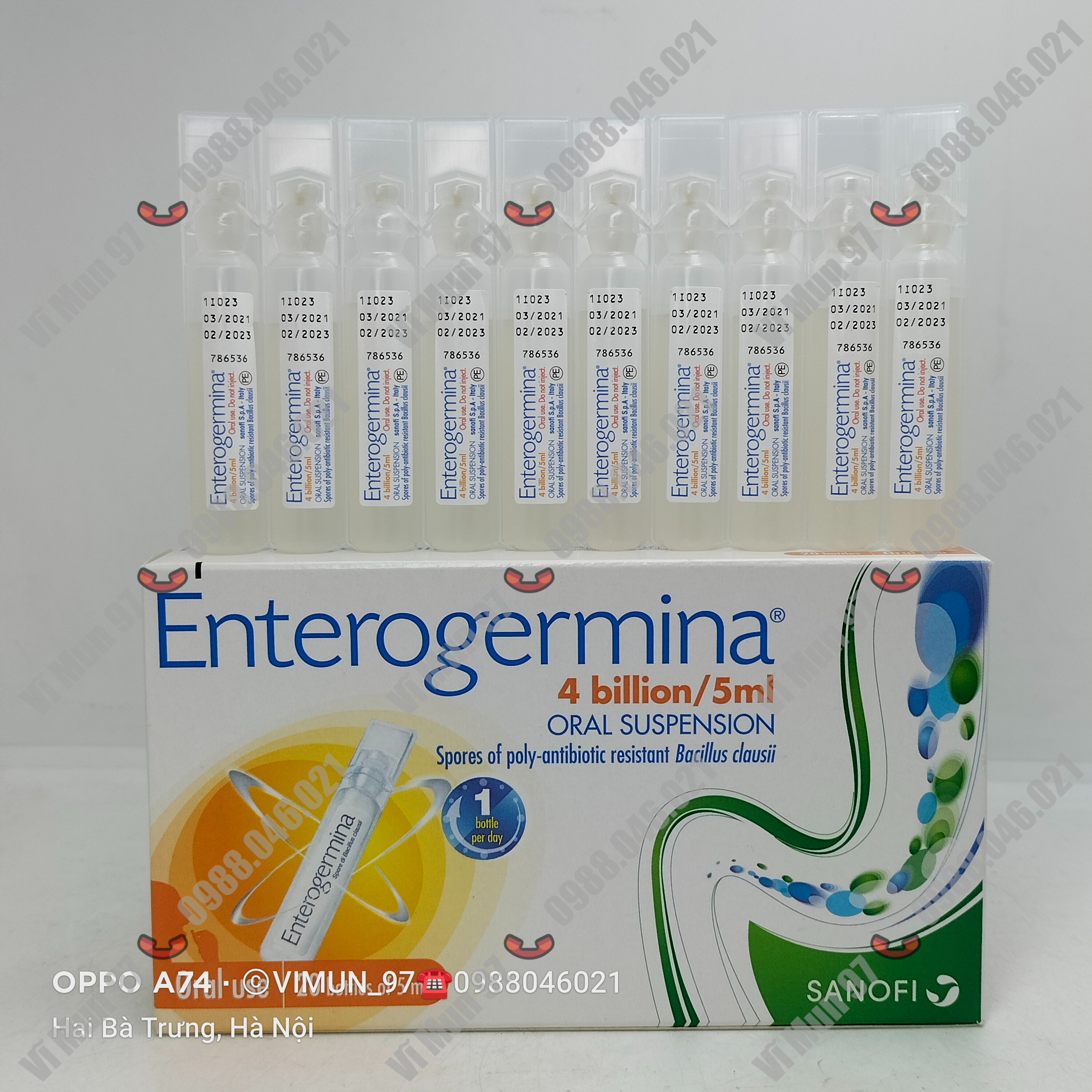 Men vi sinh Enterogermina 4 tỉ bào tử phòng loạn hệ vi khuẩn đường ruột