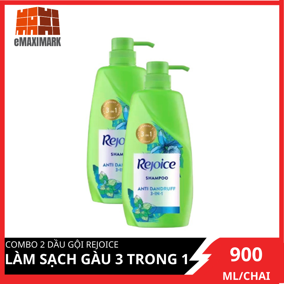 Combo 2 dầu gội rejoice làm sạch gàu 3 trong 1 900ml x2