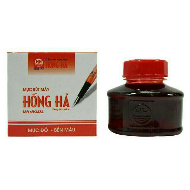 Mực bút máy màu đỏ 3434 Hồng Hà chất lượng cao bền màu