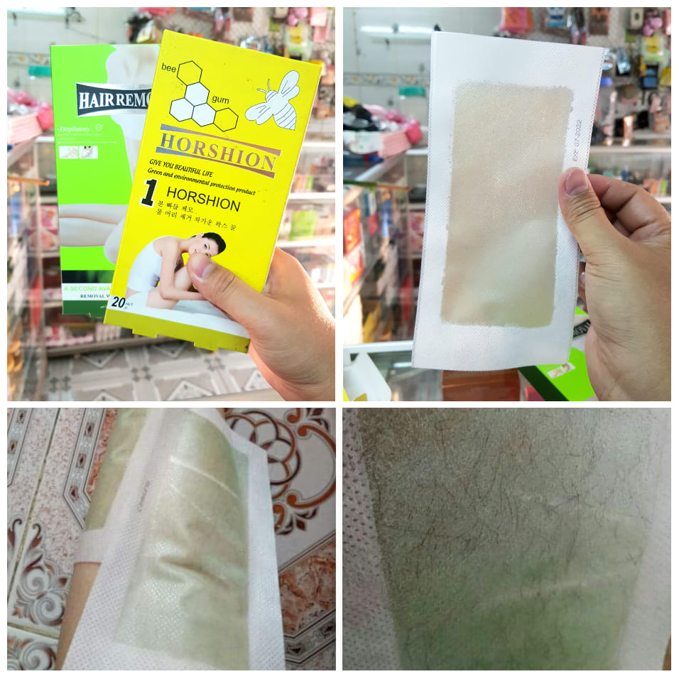 Hộp 10 miếng Giấy wax kèm keo sẵn  - Dán vào và giựt ra rất tện dụng không cần nấu gì thêm - TẨY SẠCH LÔNG NÁCH - CHÂN TAY...