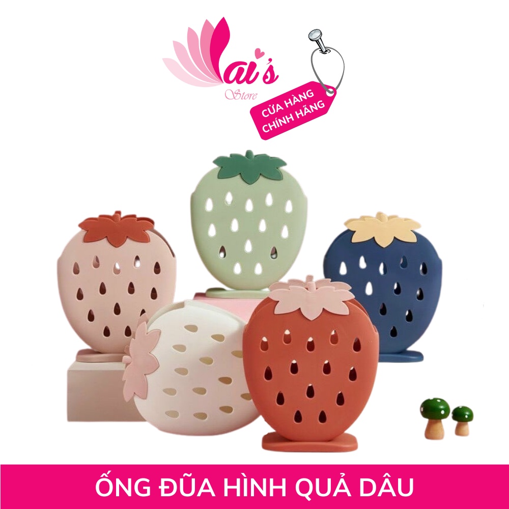Ống đựng đũa hình trái dâu siêu dễ thương, ống đũa hình dâu tây, ống đựng đũa muỗng dĩa thìa nhà bếp - lai's store