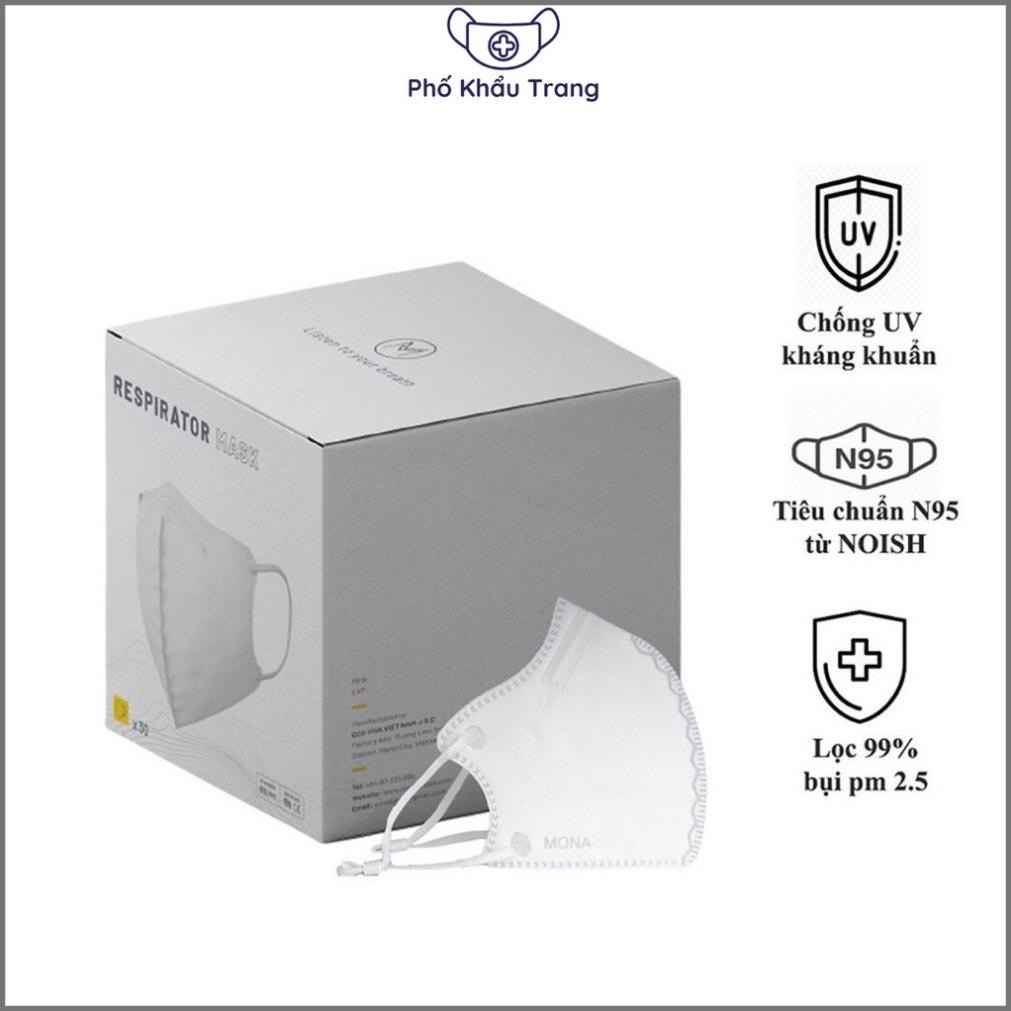 Khẩu trang 6 lớp mona mask đạt tiêu chuẩn n99 | ngăn đến 99% hạt bụi siêu mịn từ 0,3 mircro pkt