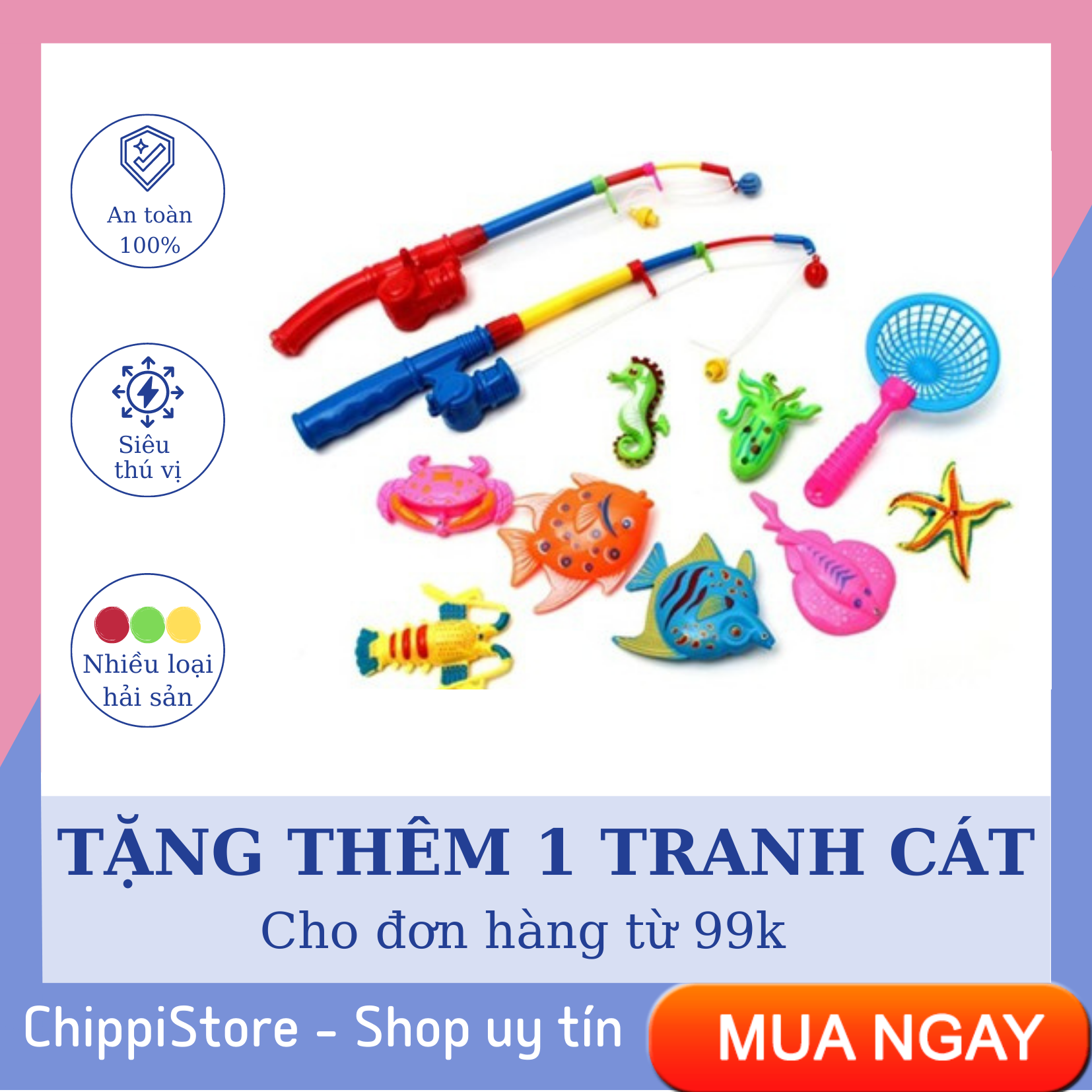 Bộ đồ chơi câu cá nam châm kèm cần câu, bộ câu cá dưới nước, vỉ câu cá bằng nhựa cho bé