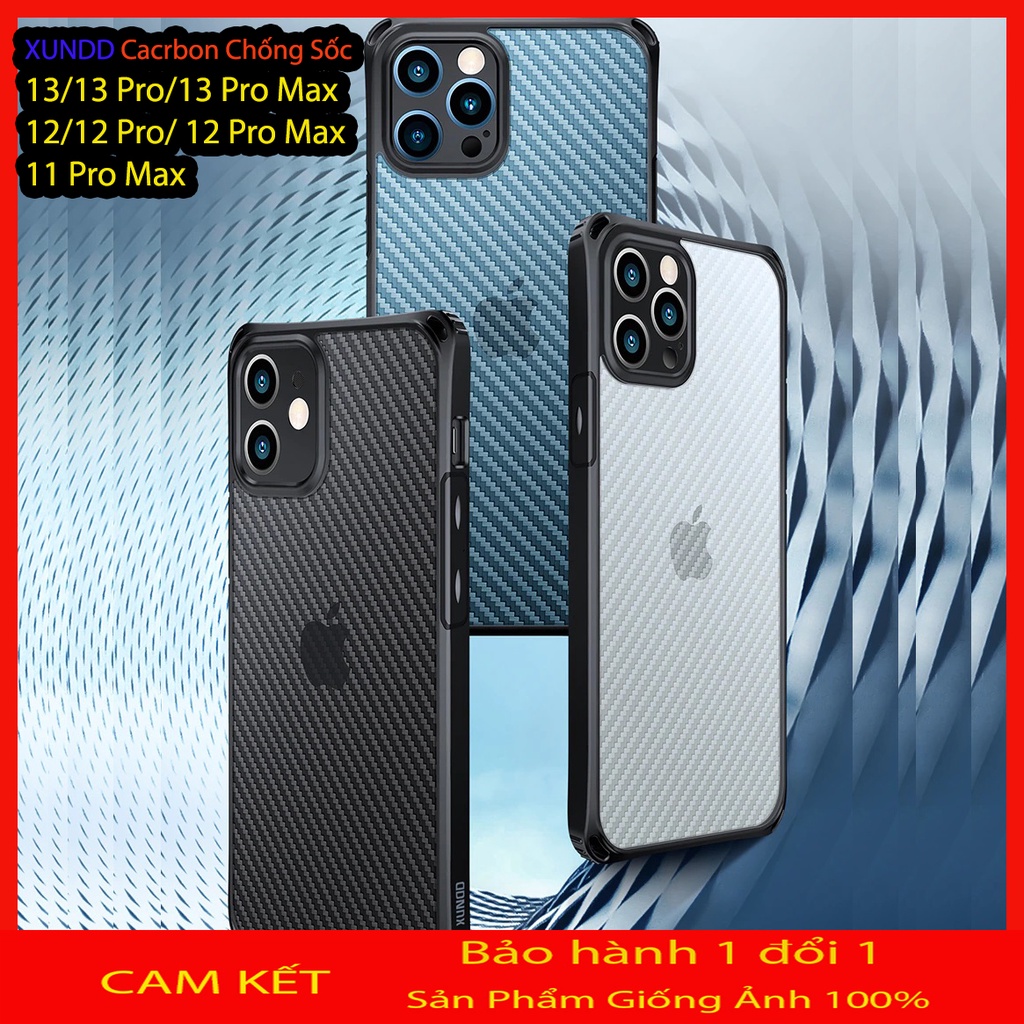 Ốp lưng vân carbon chống sốc iphone 13/13 pro/13 pro max, 12/12 pro/12 pro max, 11 pro max chính hãng xundd bảo vệcamera