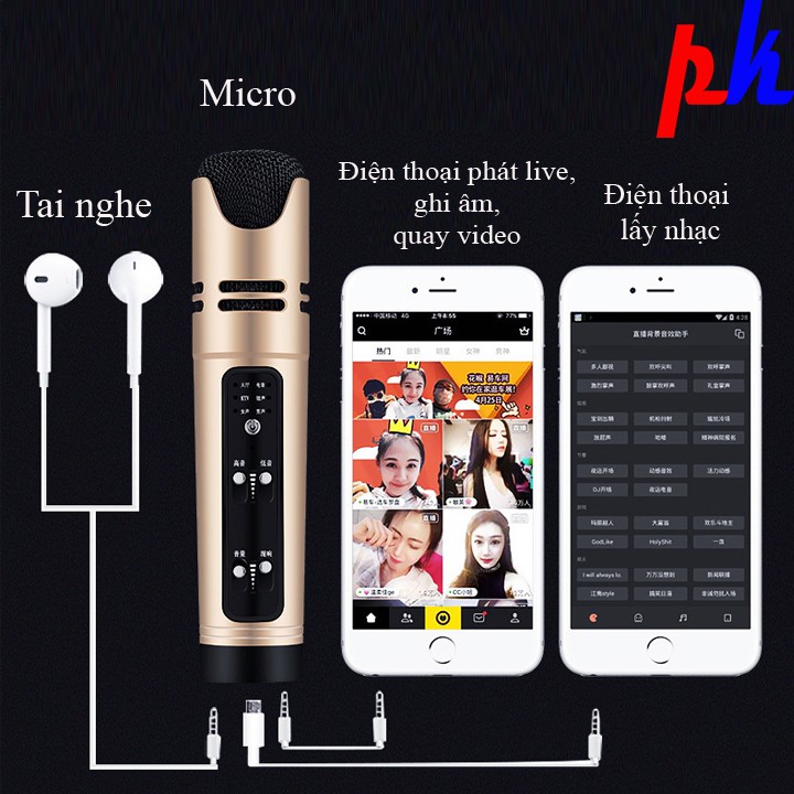 Combo Trọn Bộ Micro Thu Âm Livestream C16 Có Auto Tune mic thu âm livestream