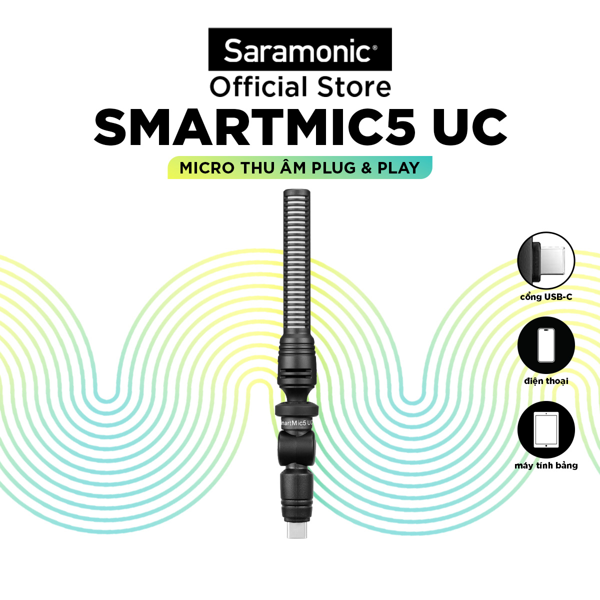 Micro Thu Âm Saramonic SmartMIC5 UC - Kết Nối Điện Thoại Android/ Cổng USB-C - Bảo Hành  24 Tháng