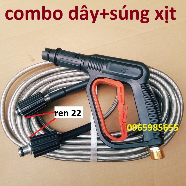 Dây xịt rửa xe áp lực 10,15,20m và súng rửa xe | ống dây rửa xe, vòi xịt rửa xe, Chọn bộ dây xịt rửa như hình ( Lắp máy xịt rửa xe áp lực )