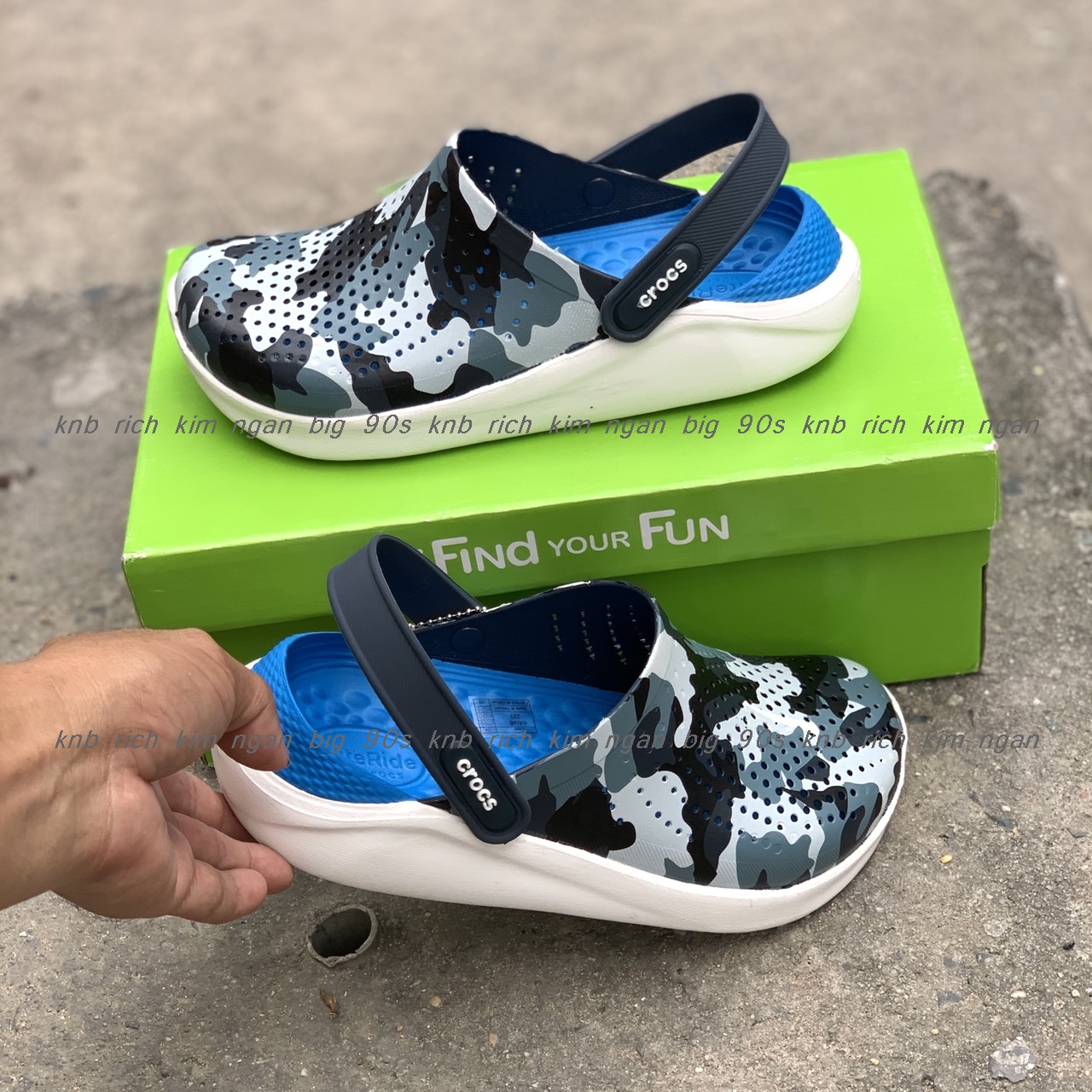 Dép sục Cross Literide camo vẩy sơn loang Clog nam nữ cực chất xịn xò màu quai loang đế trắng lót xanh bít đầu chống hôi chân phù hợp đi năng đi mưa mẫu mã cá tính siêu êm chân