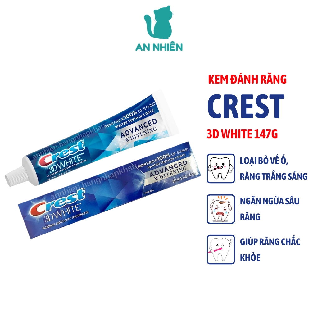 Kem đánh răng Crest 3D White 147g trắng răng, ngừa sâu răng