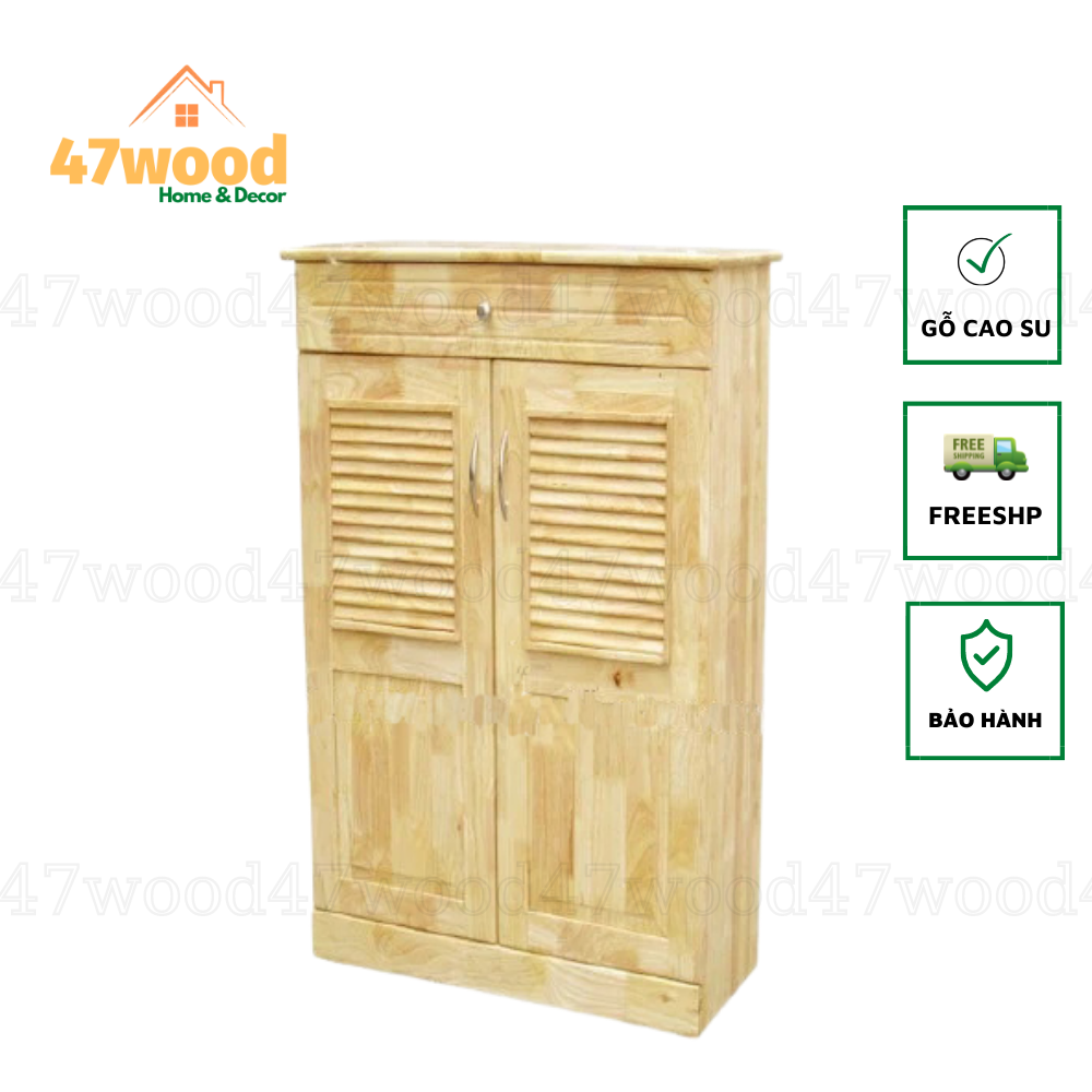 TỦ GIÀY DÉP GỖ CAO SU 47WOOD RỘNG 60CM - TỦ ĐỰNG GIÀY GỖ 47WOOD