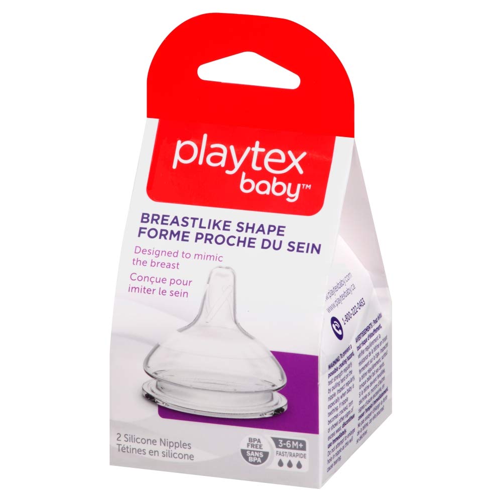 Playtex bé breastlike chai núm vú, dòng chảy nhanh-2 đếm