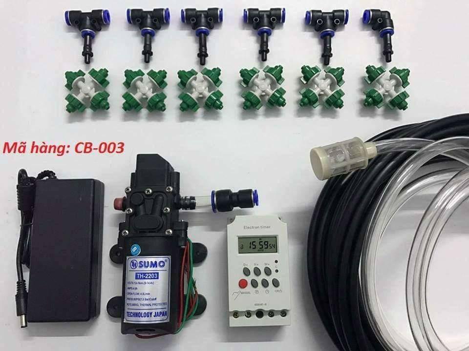 Bộ Phun tưới Lan tự động - bơm đơn vườn 12m2