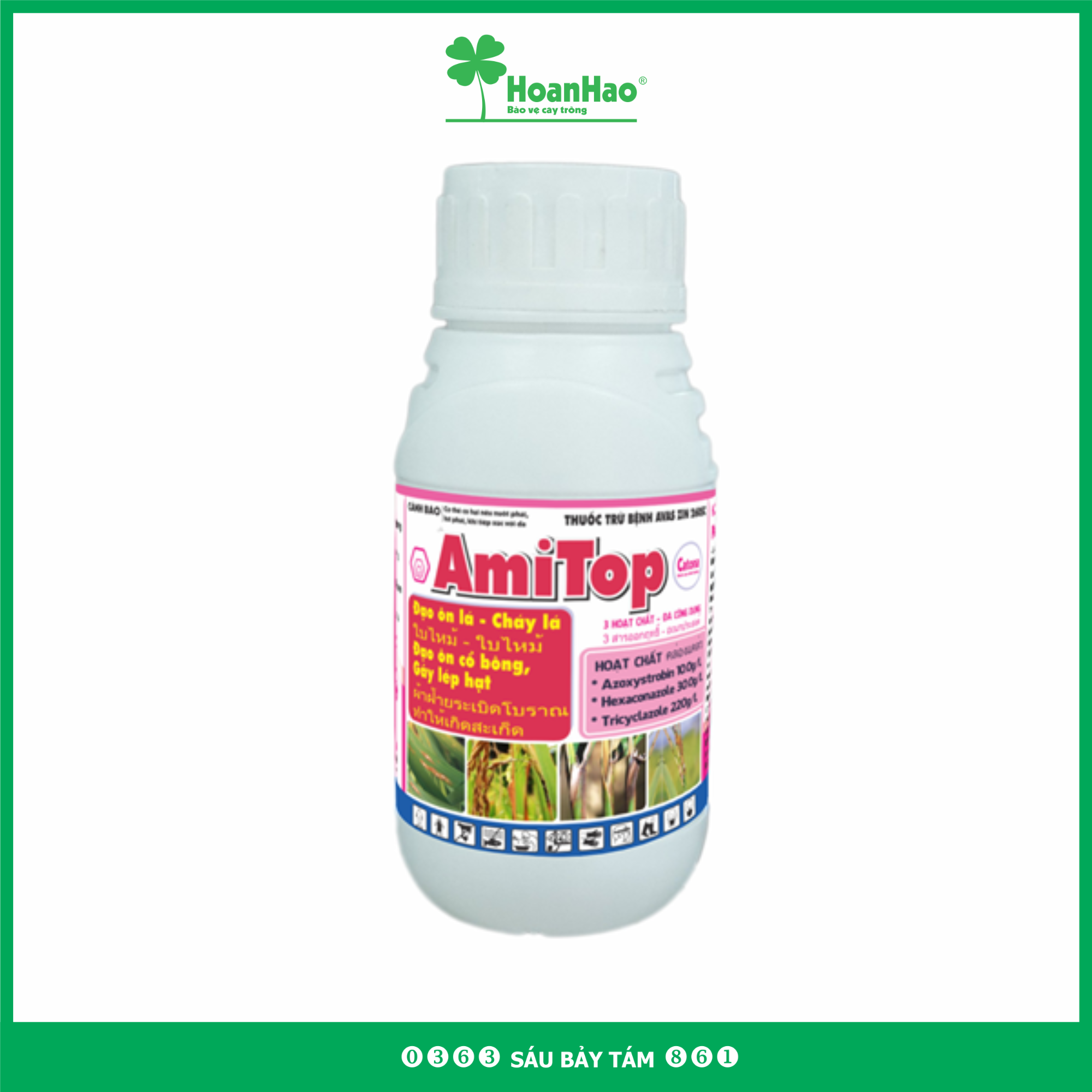 AmiTop 200ml - Thuốc trừ bệnh: Đạo ôn, cháy lá, đạo ôn cổ bông, lem lép hạt, rỉ sét, đạo ôn, nấm mốc nâu hoặc trắng, bệnh táo vảy, bệnh sương mai, sọc gỉ,...