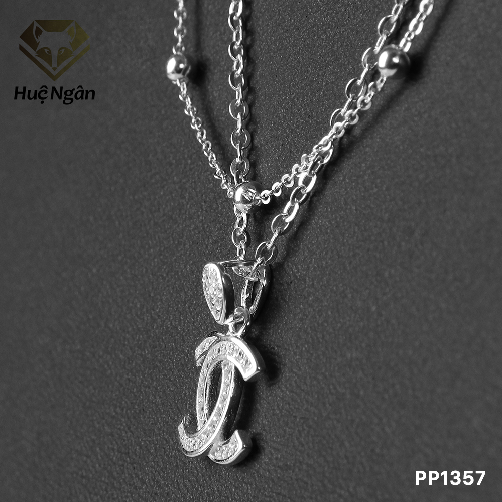 Bộ dây chuyền liền mặt nữ trang sức bạc Ý 925 Huệ Ngân - Dây hai tầng PP1357