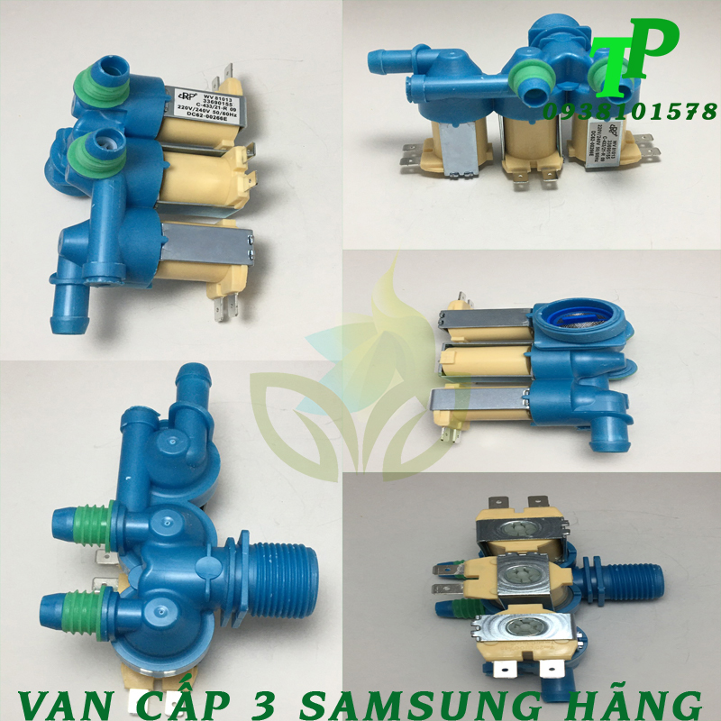Van cấp nước máy giặt 3 samsung thẳng xanh, van cấp 3 samsung thẳng xanh hãng