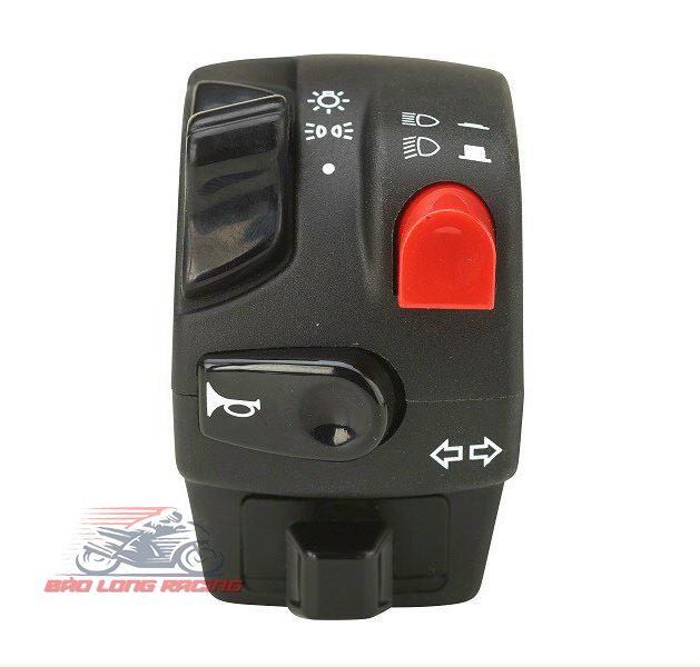 Cùm Công Tắc Trái Domino nút Đỏ gắn xe máy Sirius Exciter Wave Dream Sonic Satria...