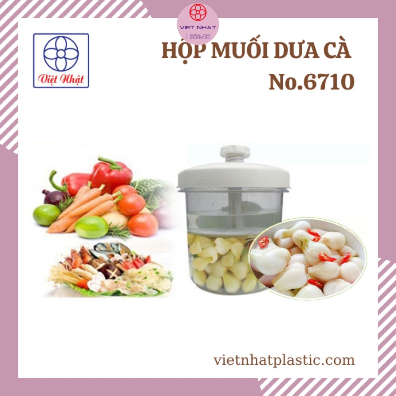 Hộp muối dưa cà việt nhật , hũ muối dưa cà, hành, kim chi, măng ớt, rau củ giòn ngon 2710-2711 việt nhật home