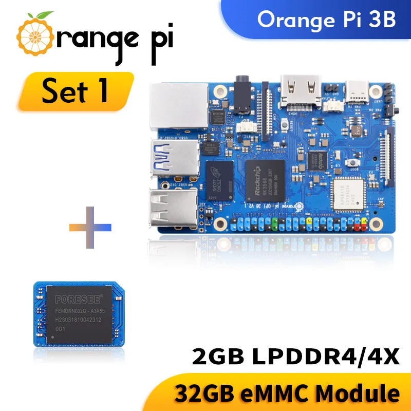 Orange Pi 3B 2GB 32GB eMMC mô-đun bảng đơn máy tính RAM rk3566 1.8GHz WIFI-BT ban phát triển Orange Pi 3 mô hình B 4k