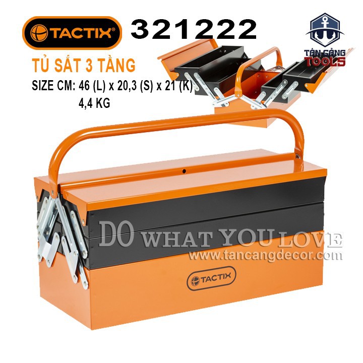 Thùng đựng đồ nghề 3 tầng sắt tĩnh điện 18 inches tactix 321222