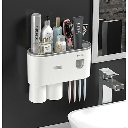 Kệ Nhà Tắm Dán Tường Thông Minh, Nhả Kem Đánh Răng Tự Động Cốc Đánh Răng Đế Từ Cao Cấp