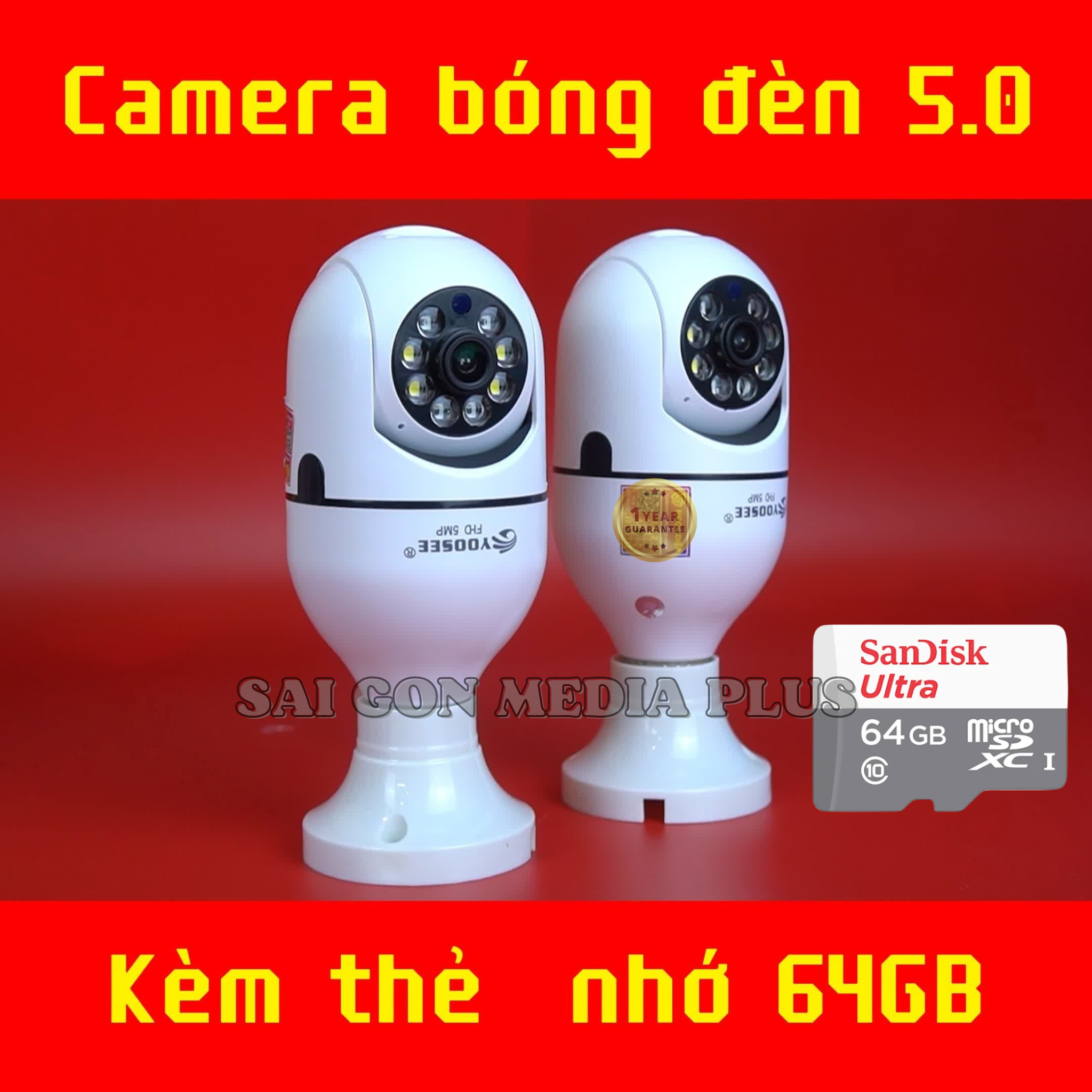 Camera bóng đèn Yoosee 8L5.0MP xoay 360 độ giám sát toàn cảnh đàm thoại 2 chiều bảo hành 12 tháng 1 đổi 1 trong vòng 7 ngày nếu sản phẩm có lỗi