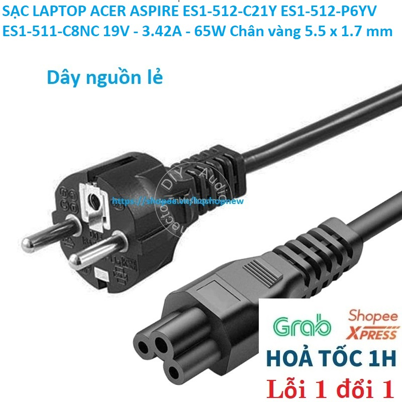 ️ SẠC LAPTOP ACER ASPIRE ES1-512-C21Y ES1-512-P6YV ES1-511-C8NC 19V - 3.42A - 65W Chân vàng 5.5 x 1.7 mm