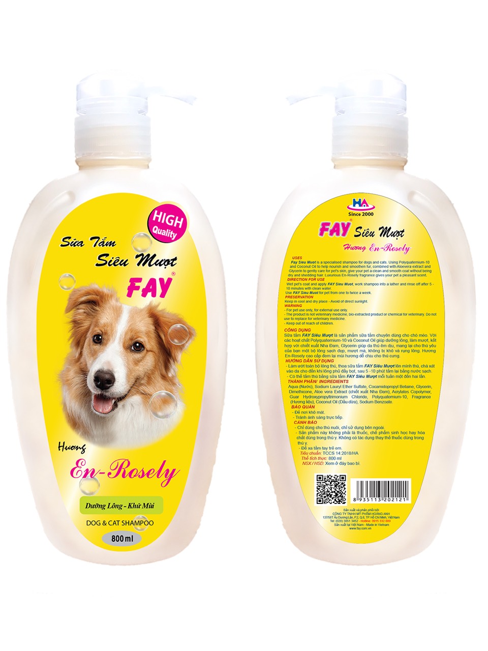 Sữa tắm chó mèo Fay siêu mượt En-Rosely 300ml-800ml