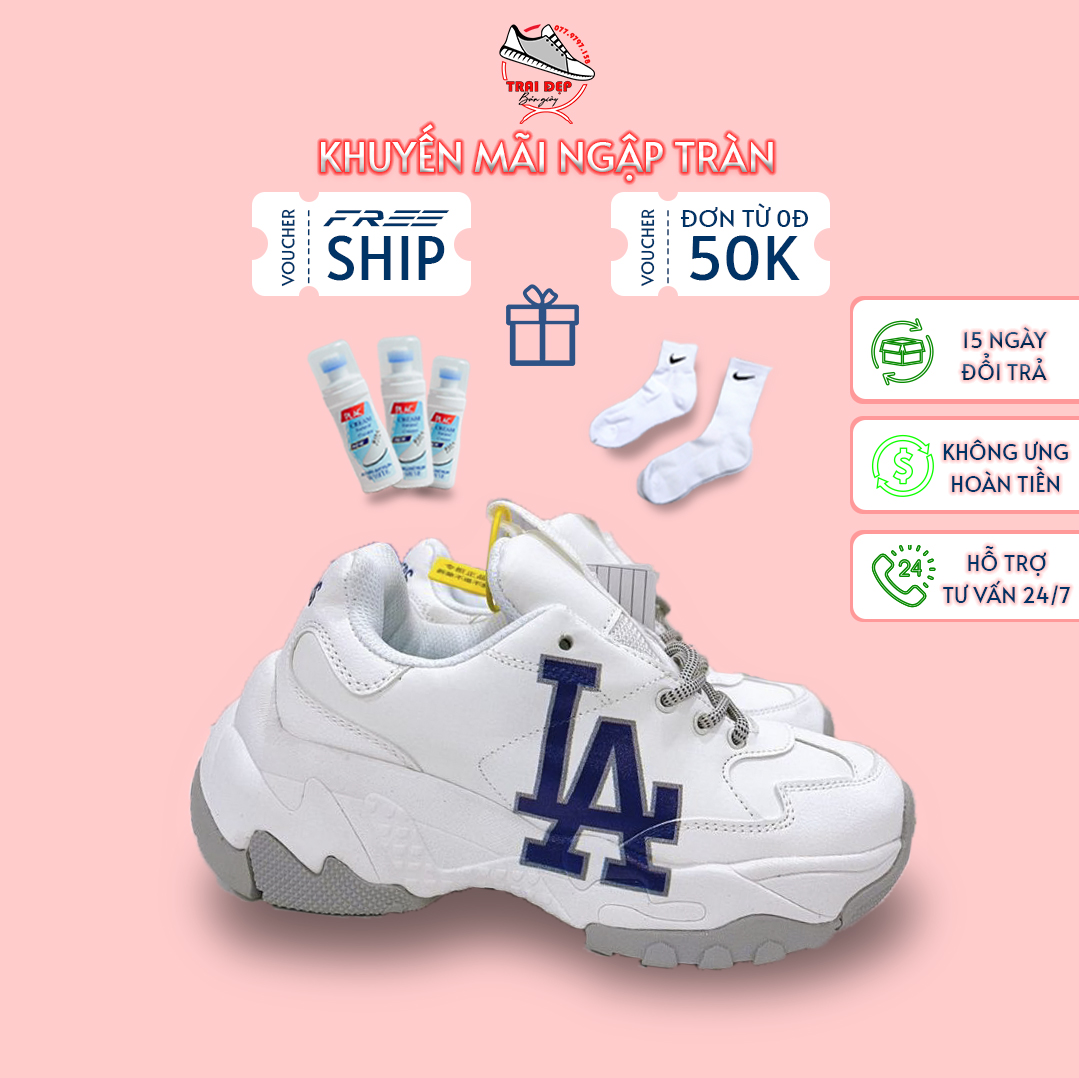 Giày mlb chunky la trắng đế xám hot trend full box bill phụ kiện