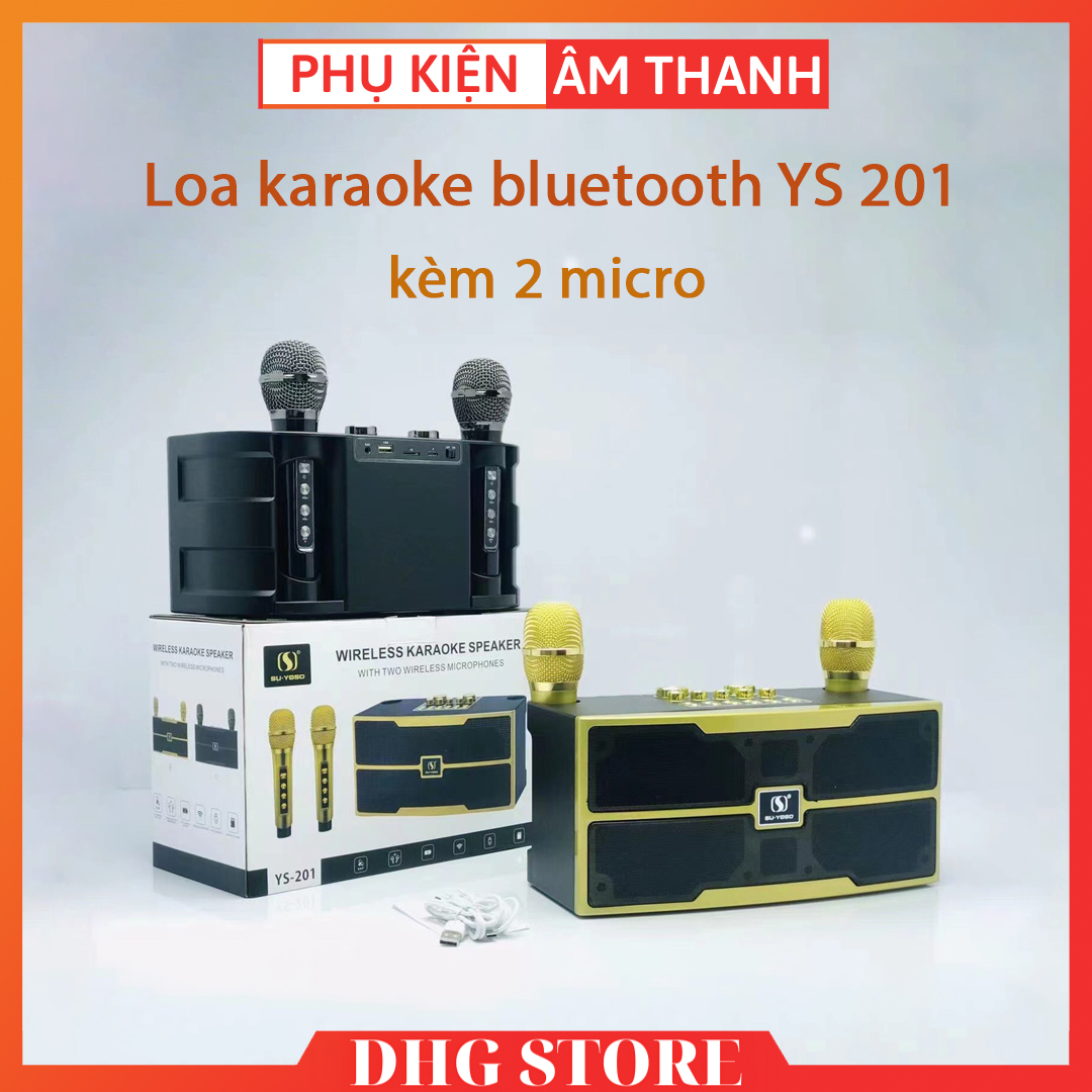 Loa karaoke bluetooth YS 201 kèm 2 micro Loa karaoke bluetooth YS 202 - Tặng kèm 2 micro không dây Loa Karaoke Bluetooth YS-202 Kèm Hai Micro Không Dây Loa bluetooth karaoke Su-Yosd YS-203 - Tặng kèm 2 micro